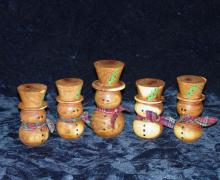 Wood-turned snowmen